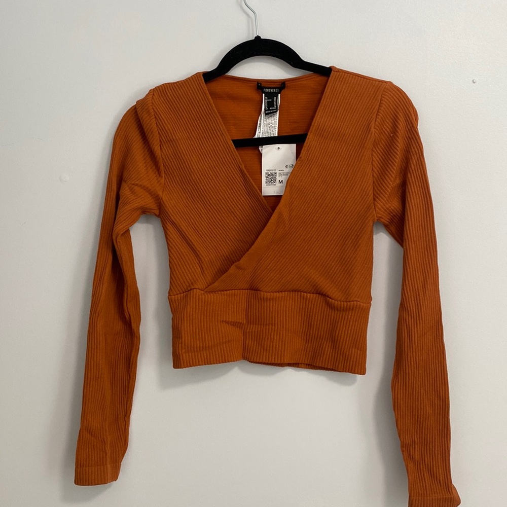 Women Knit top crop dark orange